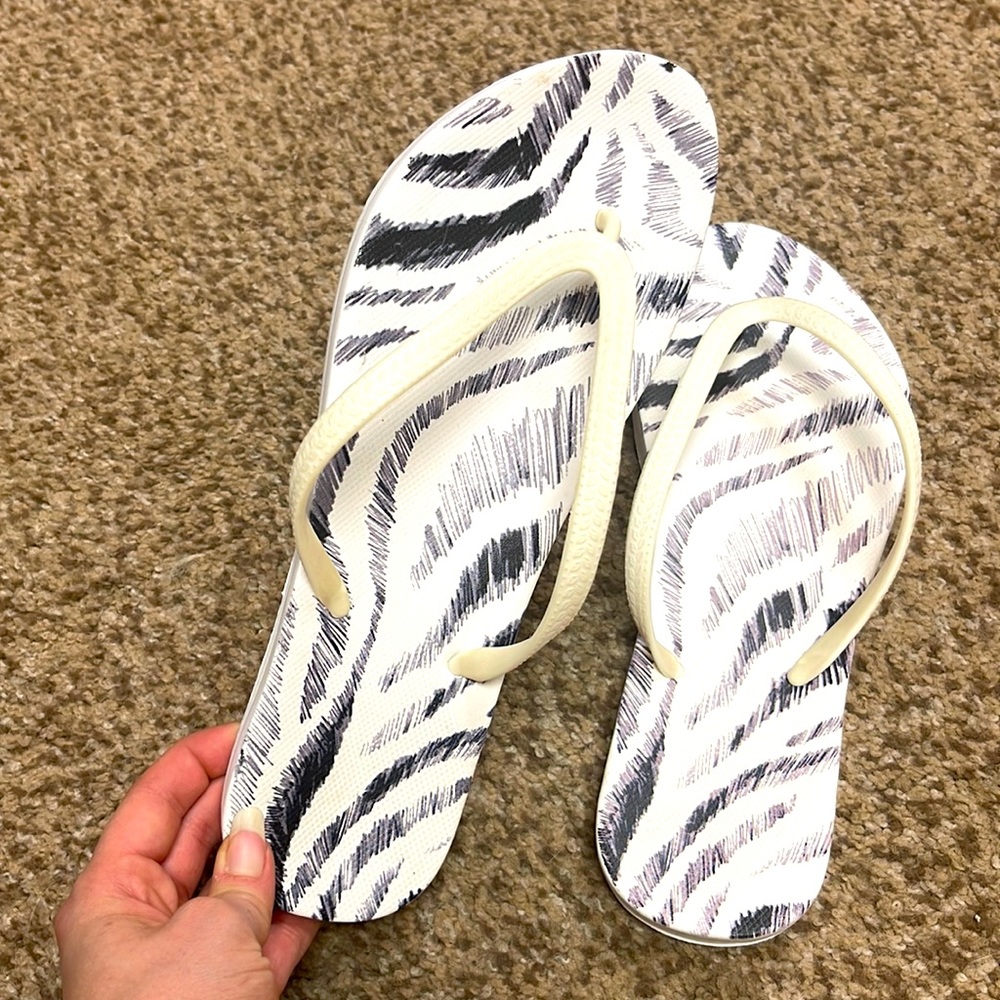 Zebra flip flops